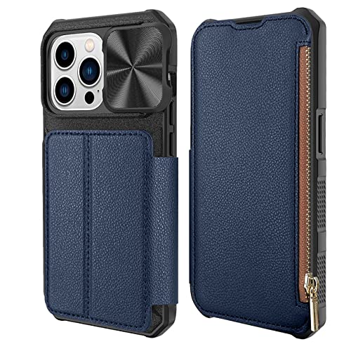 Protection iPhone 14 Plus antichoc ENILSA avec étui cuir et portefeuille zippé