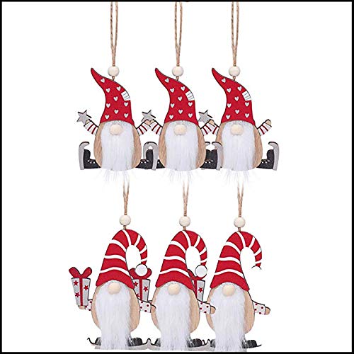 6 Pieces Christmas Decoration Hanging Plush Gnome Ornaments Art Sets for Home Decorations Tags