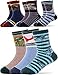 Sandsuced Filles Garçons Chaussettes En Laine Chaud Épais Équipé De Coton Thermique Mignon Doux Pour Enfant Enfant En Bas Âge Chaussettes D'hiver 6 Pack (Dinosaure B , 4-7 Années)