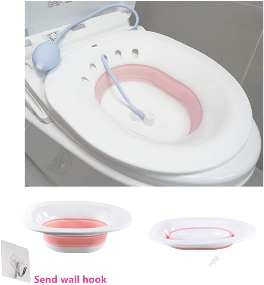 Folding Toilet Sitz Pregnant Women Special Wash Basin Bath Tub Soaking for Pregnant Women Hemorrhoid Patient Care Basin Bathtub (Red)