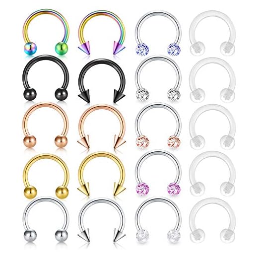 incaton 14G 16G näsa Septum ringar piercing kirurgiskt stål brosk helix Tragus örhänge ring läpp hästskohållare piercing juvelerare e rostfritt stål, colore: B stil/16 g-10 mm innerdiameter, cod. UNEW009-10MM