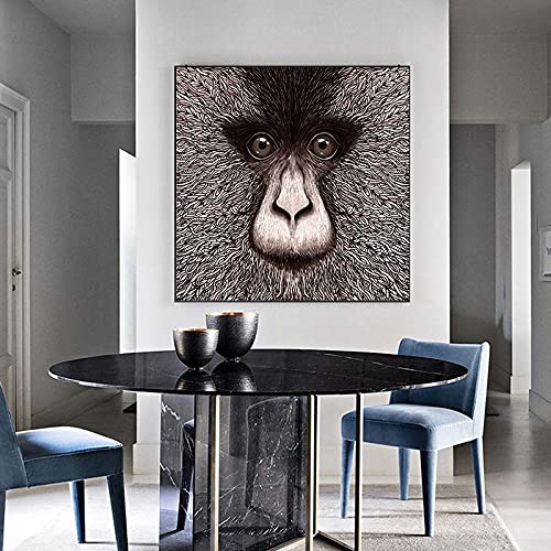 Peinture singe moderne sur toile 30x30 cm portrait macaque abstrait - 2
