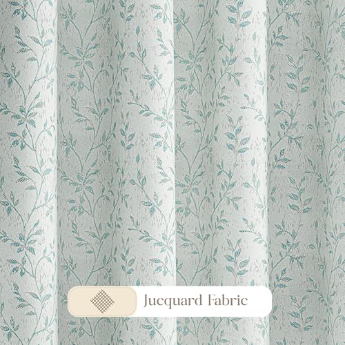 Image of Yellow Weaves 1 Pc Jacquard Leaf Eyelet Window Curtain - Perfect for Home, Office, Bedroom, Living Room & Balcony - 5 Feet (Sky Blue)