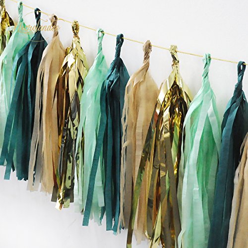 Nicrolandee 20Pcs Wedding Party Tassel Sage Green Champagne Gold And Teal Tassel Garland For Rustic Style Bridal Shower Baby Shower Spring Decor Birthday Eucalyptus Neutral Decorations (Green) #TOP4