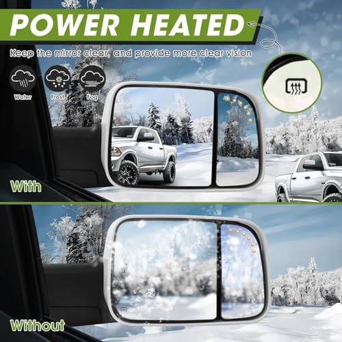 Image of White Tow Mirrors for 2009-2018 Ram 1500, 2010-2018 Ram 2500 /3500
