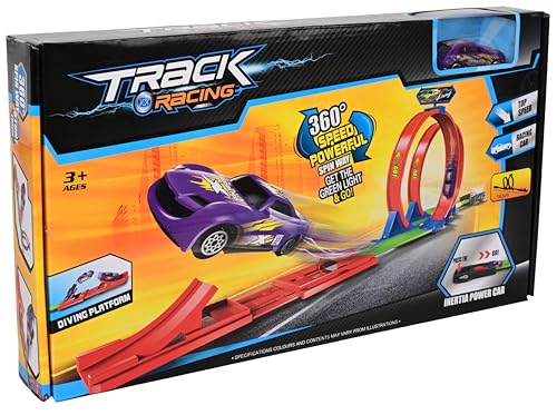 Image of Goyal's Track Racing Car Toy Set for Kids 3+ | 360 Degree Loop Racing Track with Launcher Jump Ramp Inertia Power Car | High Speed Action Stunt Toy (Double Loop Track Racer)