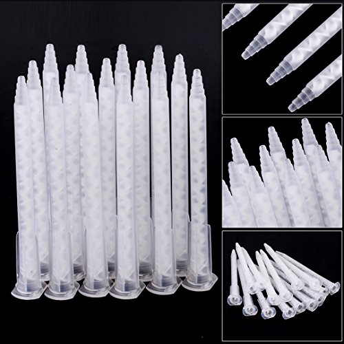 15pcs MA5.4-17S Dual Cartridge Epoxy Nozzle Clear White Static Mixer Plastic Mixing Nozzle for Mixing Glue 103mm 50ML