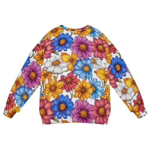 JUNZAN Florals Rose Daisy Dahlia White Kids Boys Hooded Sweatshirt Fleece Boys Sweat Shirt Sports 4T2