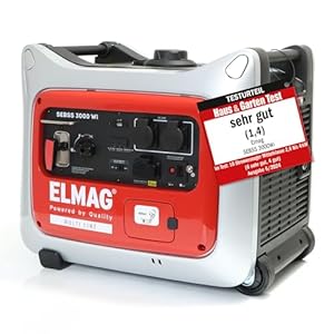 ELMAG Inverter Stromerzeuger SEBSS 3000Wi – 2, 6 kVA Benzin Stromgenerator mit 4-Takt-Motor, leise & kraftvoll – Stromaggregat mit ECO-Modus, 2 x 230V, USB & 12V – Für Camping, Outdoor & Notstrom