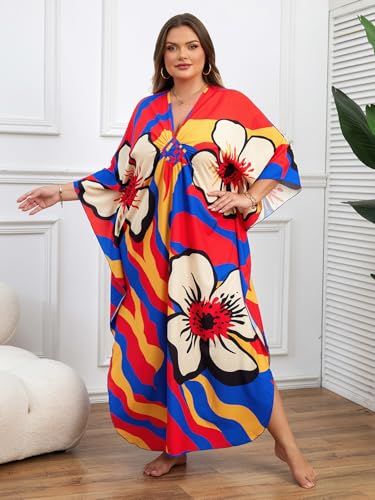 Image of Kaftan Dress for Women - Plus Size Caftan Maxi Beach Dress Moo Moos Loungewear, Swimsuit Cover Up for Beach, Pool or Vacation
