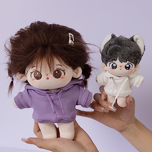 Image of niannyyhouse 10cm Plush Doll Clothes Elastic Solid Sportswear Suits Hoodie Pants Soft Stuffed Plush Toy Dress Up Accessories (Pink, 10cm)