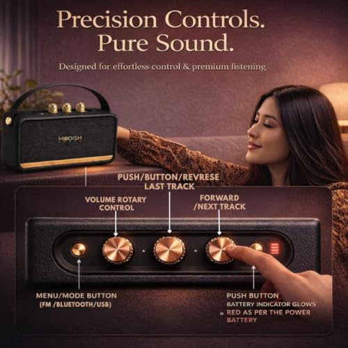 Image of ModishOmbre Premium Basson 30W Portable Bluetooth Speaker | FM Radio | 20 Hours Long Playtime | Dual Bass Drivers | Built-in Mic | Playback via BT5.3 /USB /TF Card | Type C Charging (Blue)
