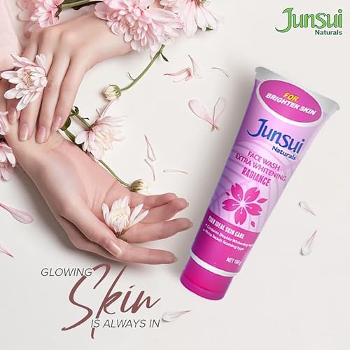 Image of Junsui Naturals Radiance Face Wash for Brighter Skin 100g (Pack of 2) | Contains Double Whitening Agents from Sakura and Yam Bean extract