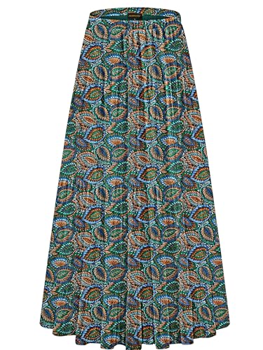 Image of NASHALYLY Women's Chiffon Elastic High Waist Pleated A-Line Flared Maxi Skirts