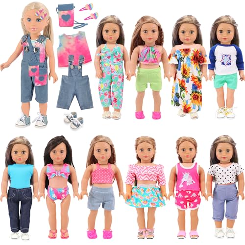 Ecore Fun 10 Sets American 18 Inch Doll Cothes with An18 Inch Doll
