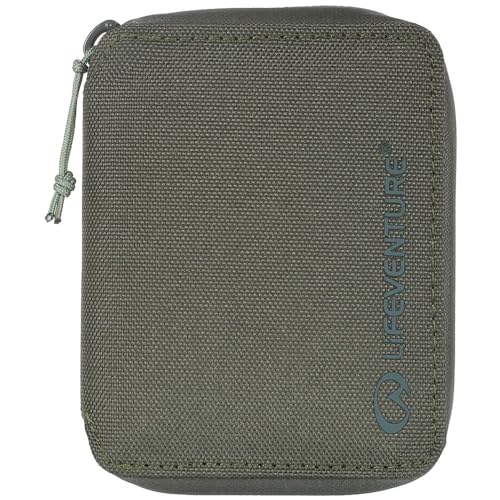 Lifeventure Cartera Plegable con Cremallera Protegida RFID, Cartera Delgada para Viajes, Material Reciclable, Oliva