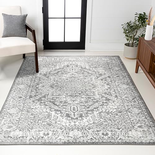 JONATHAN Y Modern Vintage Medallion Light Gray Indoor Area Rug,