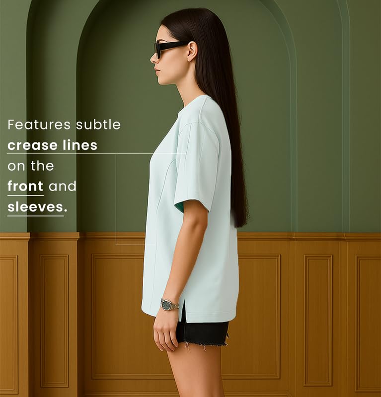 Image of Sleepynuts Women 220 GSM 100% Pure Cotton Oversized Baggy Fit Drop Shoulder Round Neck T-Shirt