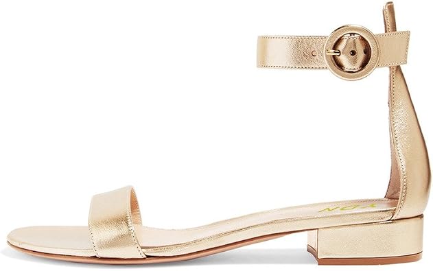 YDN Women Low Heeled Ankle Strap Sandals Open Toe Block Flat Shoe Buckle Size 4-15 US