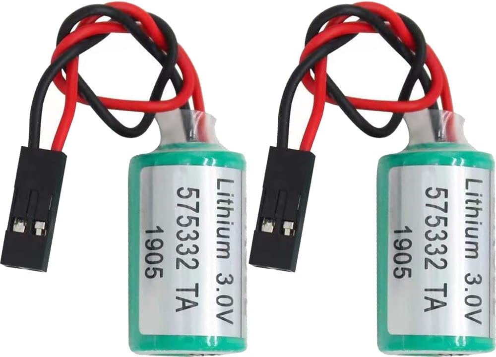 2Pcs 575332TA PLC Battery for Siemens 810D 840D PLC 6FC5247-0AA18-0AA0 Battery 575332 TA 3V 1200mAh Battery (2 Pack 575332TA Battery)