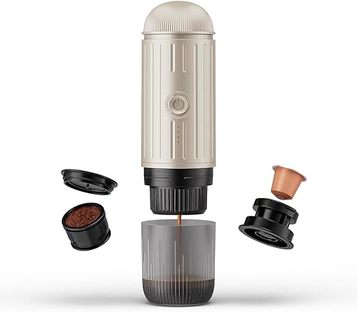 BENFUCHEN Máquina de café espresso portátil para viajes, carga USB-C, cafetera eléctrica autocalentable, mini cafetera de 19 bar sobre la marcha