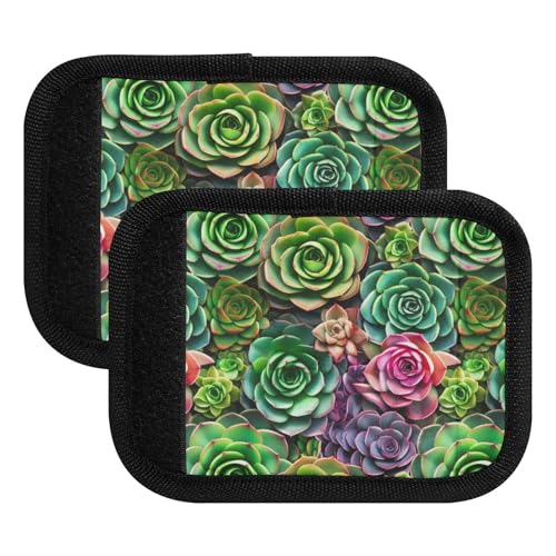 Envoltura para asa de equipaje, plantas suculentas, rosetas verdes, etiquetas de equipaje para maletas, 5.9 x 4.3 pulgadas, Rosetas de plantas suculentas, color verde, one sizex4