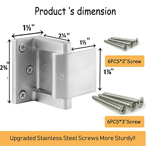 Home Security Door Lock, 2 Pack Child Proof Door Reinforcement Lock With Upgraded 3''Stainless Steel Screws For Inward Swinging Door, Privacy Door Latch Defend Home And Hotels #TOP4