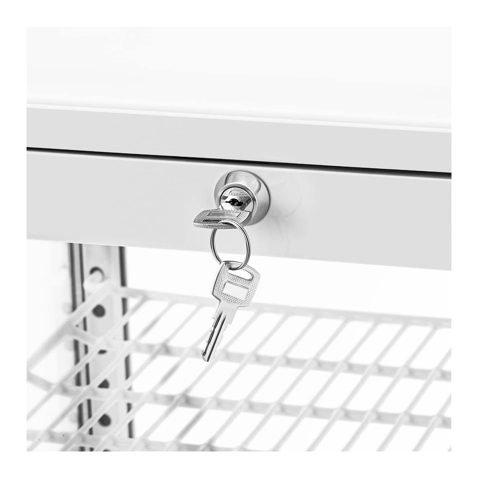 Royal Catering Vetrina Refrigerata da Banco RCCC-78-WT (78 L, 4 livelli, bianco, chiudibile a chiave)