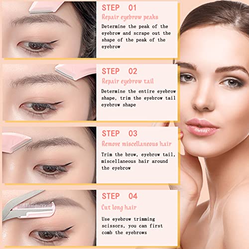 6Pcs Eyebrow Trimmer Set Stainless Steel Curved Eyebrow Razor Eyebrow Scissors With Comb, Beauty Tool For Beginners Suitable For Any Skin Type Hair Removal Accessories For Men Women #TOP2