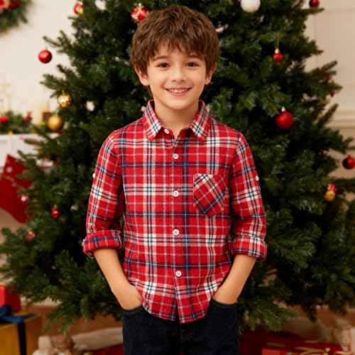 Boys Flannel Plaid Shirts Long Sleeve Button Down Shirt 5-6 Years - image 2