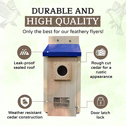 Made-in-USAPremium-Rustic-Cedar-Bird-HousesDurable-Bird-Houses-for-Outside-wPredator-GuardEasy-to-Install-Bird-Box-for-Bluebirds-Chickadees-and-WrensIncludes-Mounting-Screws-Applewood-Outdoor Made in USAPremium Rustic Cedar Bird HousesDurable Bird Houses for Outside wPredator GuardEasy to Install Bird Box for Bluebirds Chickadees and WrensIncludes Mounting Screws Applewood Outdoor
