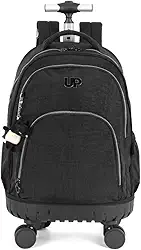 Mochila Escolar Notebook Carrinho Rodinhas 360 Graus Chaveiro Pelucia Up4you MC49155UP (Preto)