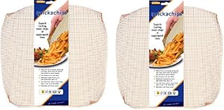 2 x Quickachips Non Stick Oven Mesh Tray Ideal For Chips Pizza Wedges - Natural