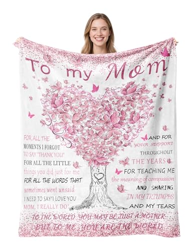 HUBSERUG Mothers Day Blanket Gifts for Mom Mom Birthday Gifts from Daughter Son Mothers Gift for Christmas Valentines Day Thanksgiving Day Moms Birthday Gift Ideas Flannel Throw Blanket 60 X 50