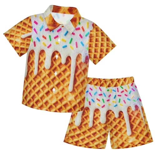 Image of Boccsty Ice Cream Drip Boy Summer Shorts Sets Hawaiian Toddler Boys T-Shirt & Pants 2 Pcs 3T-10T