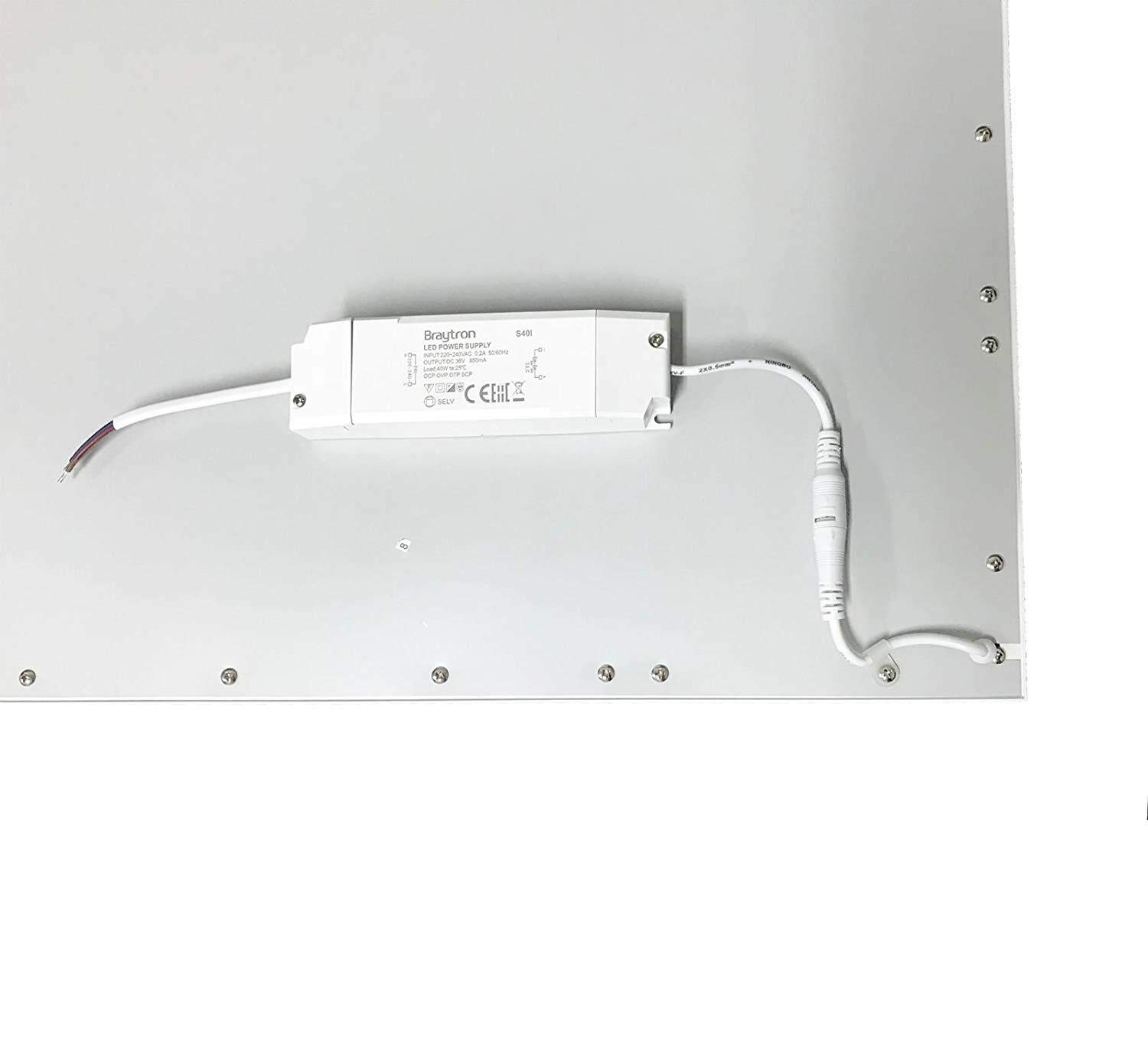 Braytron LED Panel 62x62cm 40W Warmweiß 3000K Deckenleuchte 3400lm Slim Deckenlampe weißer Rahmen