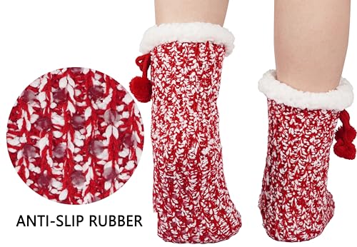 Image of BenSorts Women Thick Christmas Slipper Socks Non Slip Grippers Size 6-10