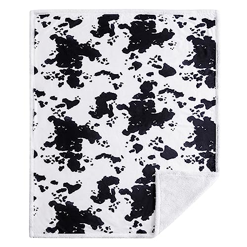 Image of Indigo Hill by HiEnd Accents Elsa Cow Print 54x68 Sherpa Throw Blanket