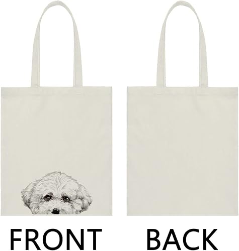 Vista 74 de WIRESTER Bolsa de lona para mujeres y niñas, bolsa de playa, comestibles y viajes, lindo perro