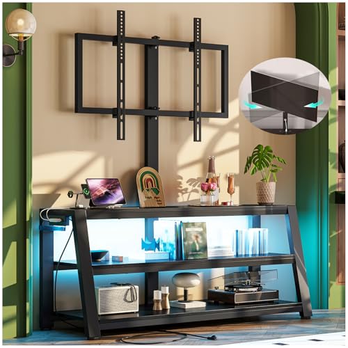 Recopilación de Centro Entretenimiento los preferidos por los clientes. 43 SIMPLE HOGAR Mueble para TV,Mueble TV con Soporte Giratorio,Mesa para TVs con Toma Corriente y Luz LED,para Televisor 32 a 65 Pulgadas,Muebles de TVs Abierto de 3 Niveles.(Negro)