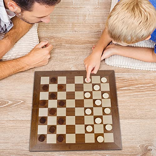 Juegoal 17" Wooden Chess & Checkers Set, 2 In 1 Board Games For Kids And Adults, With Felted Game Board Interior For Storage, Travel Portable Folding Chess Game Sets, 2 Extra Queen, 24 Checkers Pieces #TOP5