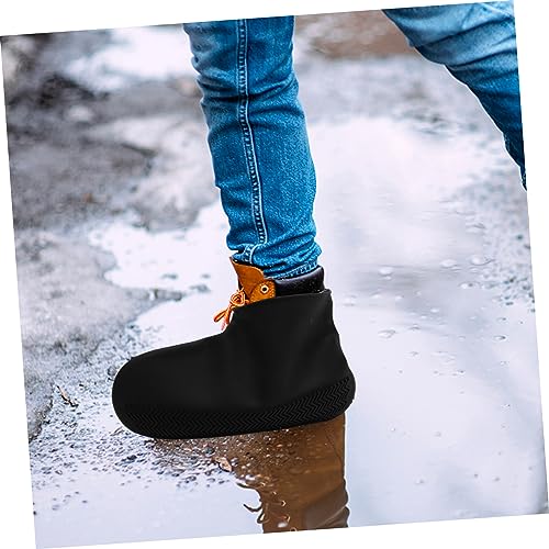 Cubiertas para zapatos impermeables y antideslizantes de silicona, 1 par, talla L, color negro, para mujer miniatura 7