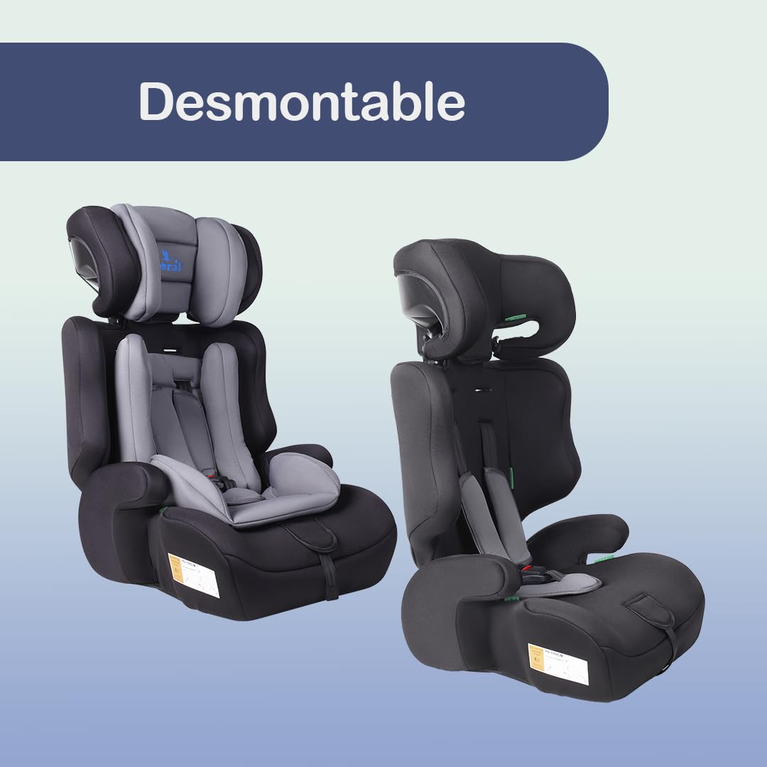 Toral Alzador Coche Niño - Silla Coche Grupo 1 2 3 i-Size - Desde 76-150 cm - Silla Coche Bebe - Elevador coche niño y niña - Silla bebe coche Modelo Gris