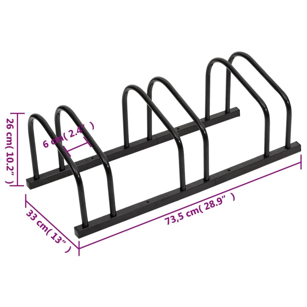 Fahrradständer für Fahrräder aus verzinktem Stahl Schwarz Bodenständer Parksystem mit Wandhalterung für Garage Garten und Keller platzsparend, robust, klappbar, freistehend