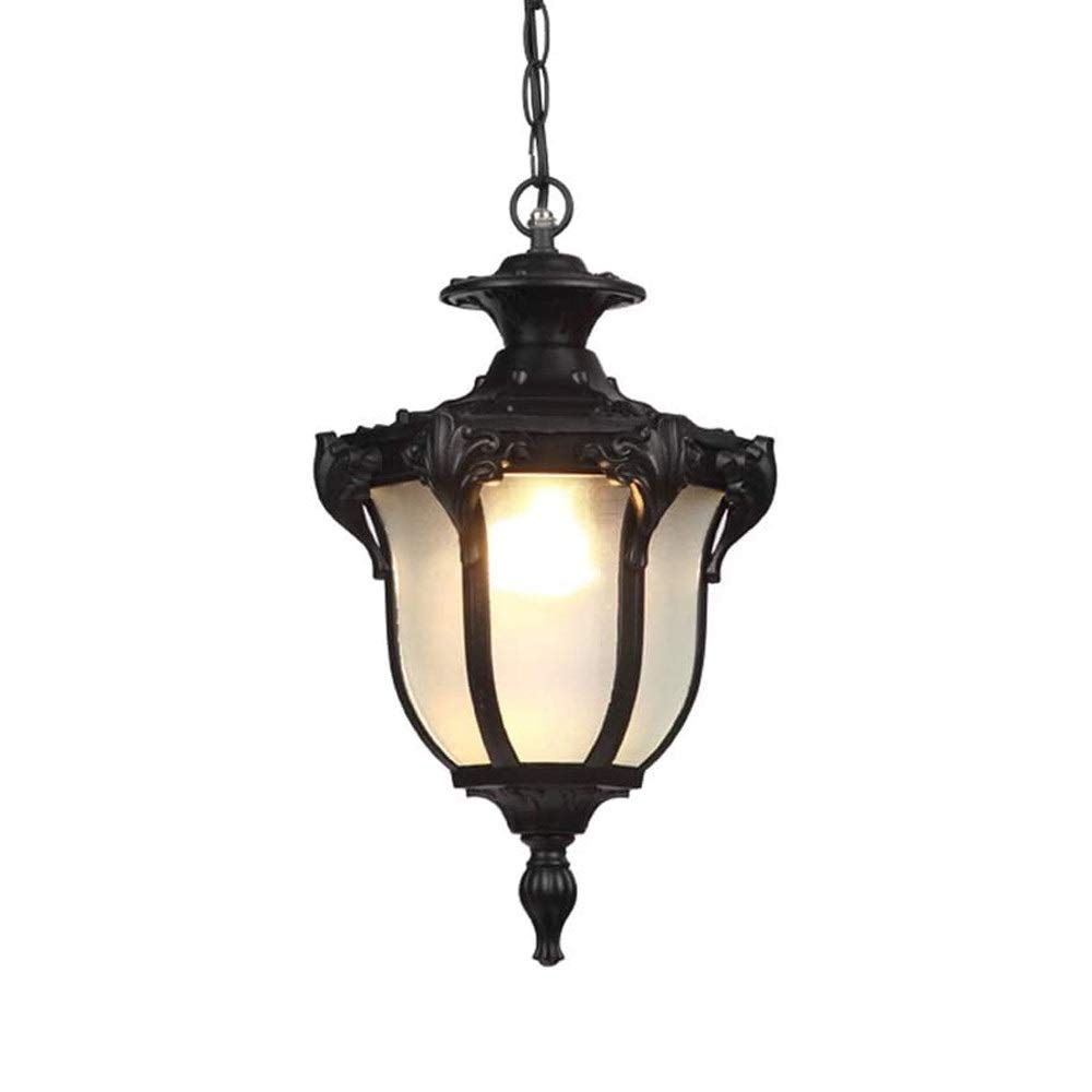 Lámpara colgante para exteriores Retro Black Industry Lámpara colgante a prueba de agua IP54 Lámpara colgante para exteriores Lámpara colgante ajustable en altura de vidrio de aluminio Jardín Balcón