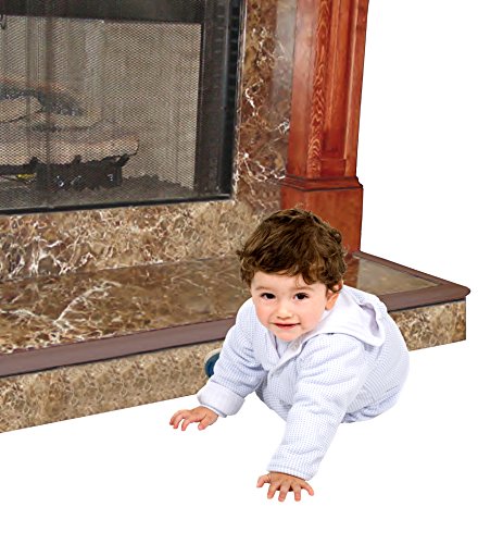 Image of KidKusion Hearth Cushion | Made in USA | Brown | 8.33 Ft of Padding | Child Safety, Edge and Corner Guard, Babyproof Fireplace Bumper