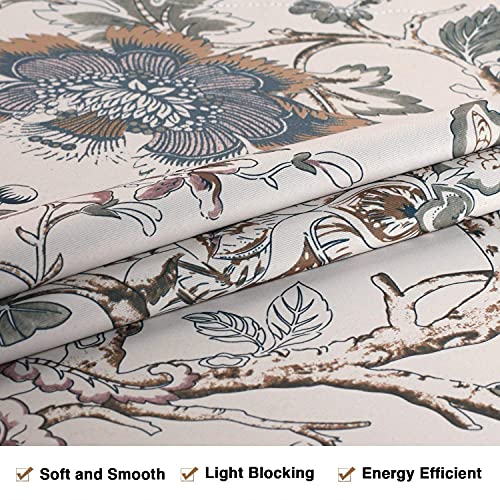 H.versailtex Window Curtain Valances 58" W X 15" L (1 Piece) Bundles Kitchen Windows Rod Pocket Small Curtains 29" W X 45" L (2 Panels) - Vintage Floral Pattern In Sage And Brown #TOP3