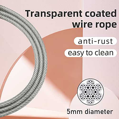 Mi Metty Dog Leash for Dogs Up to 250 Pound,Heavy Duty Leash Made of Coated Wire Rope for Large and Medium Dogs,Dog Tie Out Cable with Soft Silicone Grip.【5 Feet Long- Transparent】