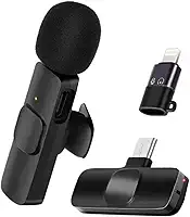 MICROFONE LAPELA SEM FIO Para Iphone Samsung Motorola Xiaomi Profissional Wireless com entradas Type C e Lightning ONYK