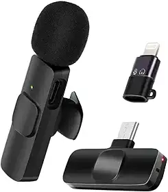 MICROFONE LAPELA SEM FIO Para Iphone Samsung Motorola Xiaomi Profissional Wireless com entradas Type C e Lightning ONYK